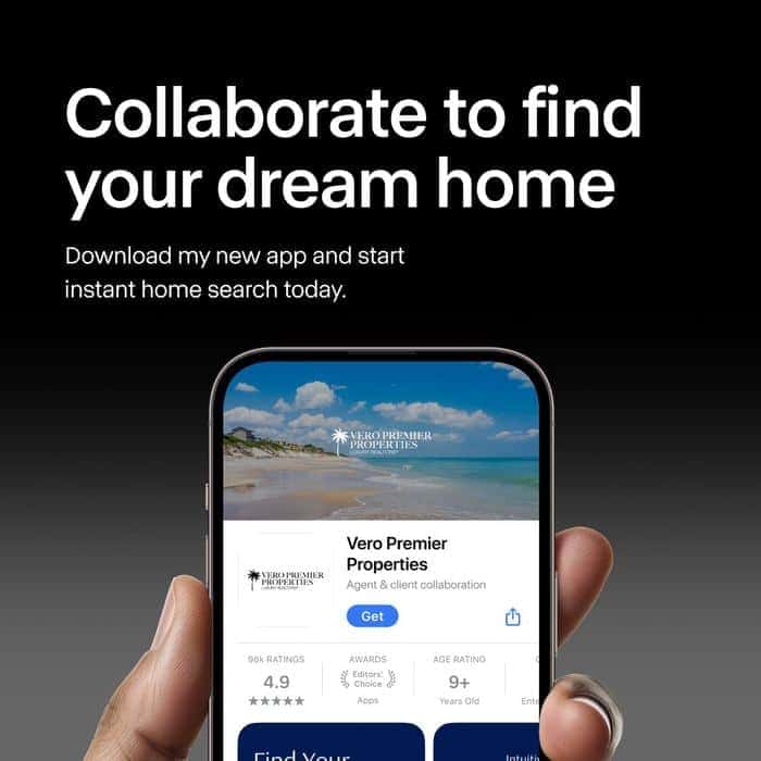 Vero Premier Properties Apple App Store mobile app — only real estate app within 100 miles, listings sell 40% faster