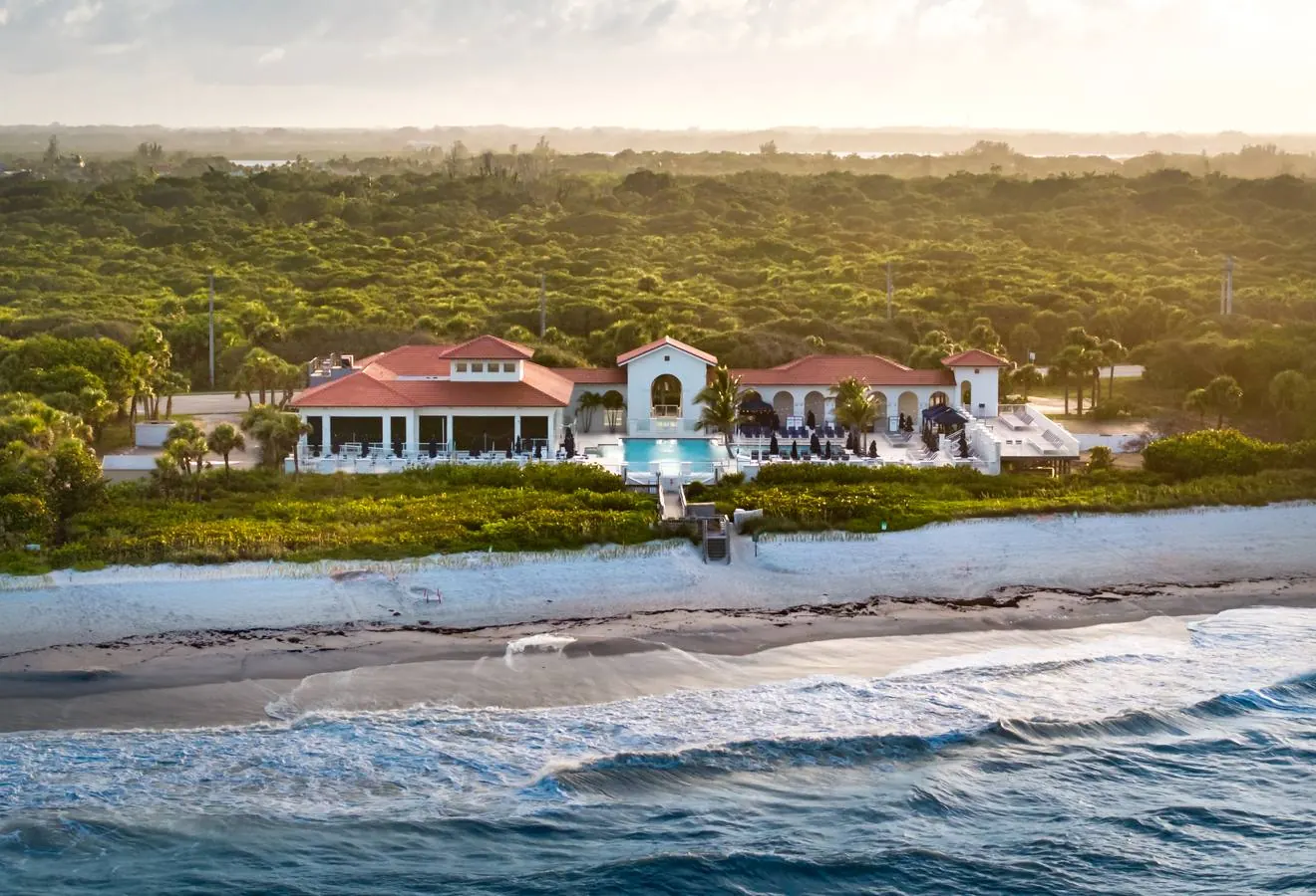 Aerial view of Vero Beach luxury oceanfront estate on Florida's barrier island — Vero Premier Properties